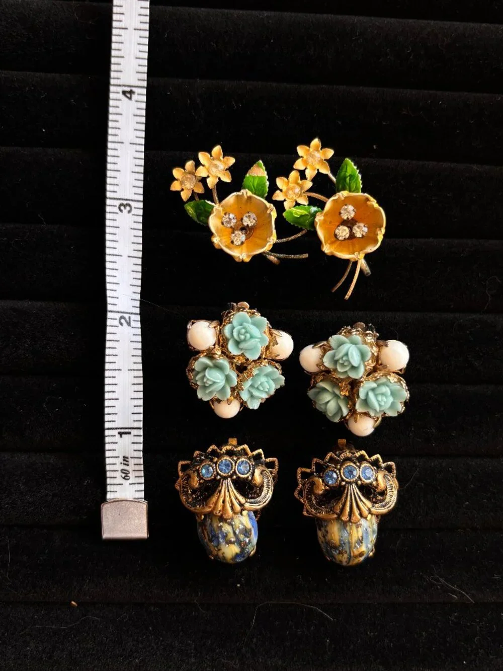 Vintage gold colorful clip on earring bundle